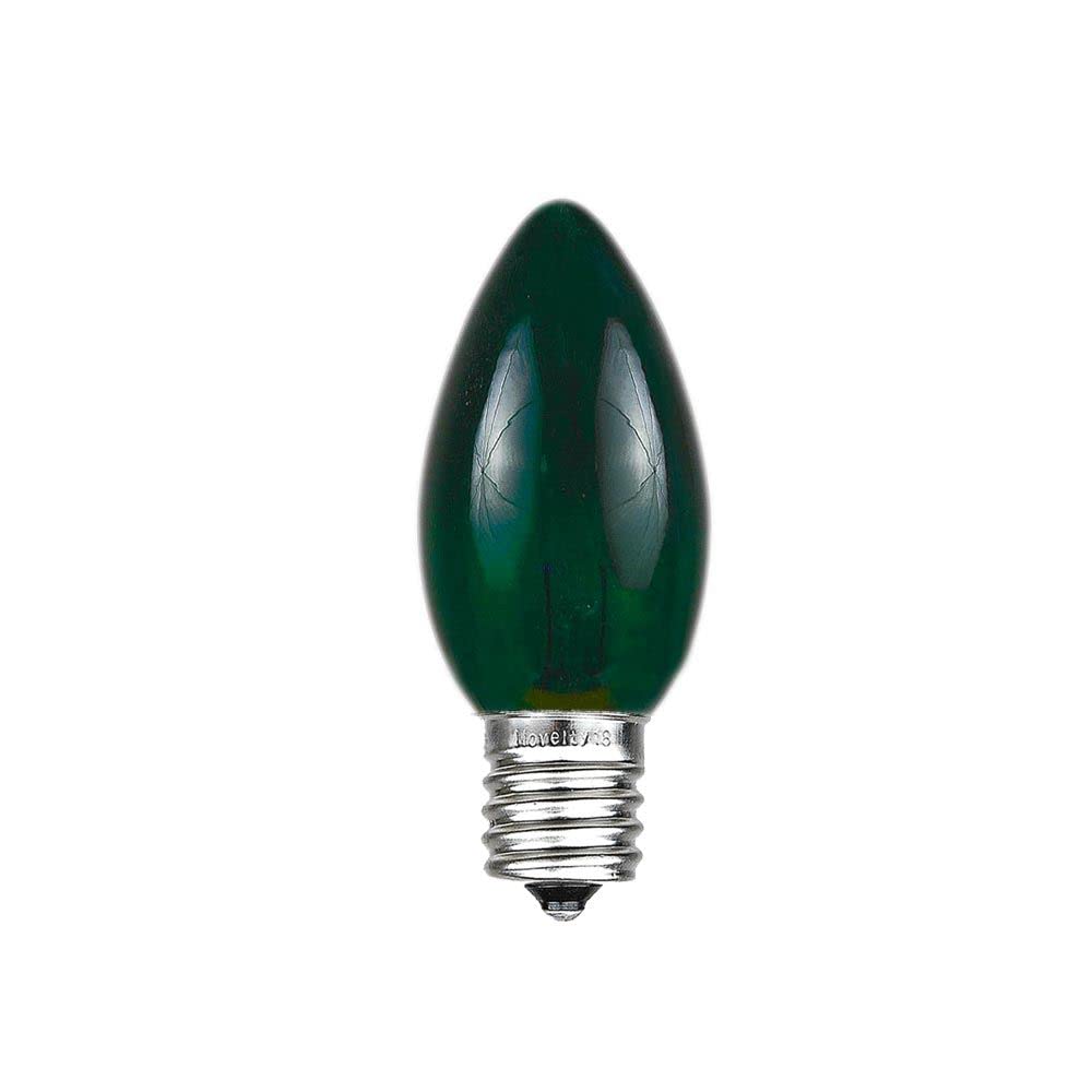 Novelty Lights Green C7 Christmas Replacement Bulbs, E12, 5 Watt, 25 Pack
