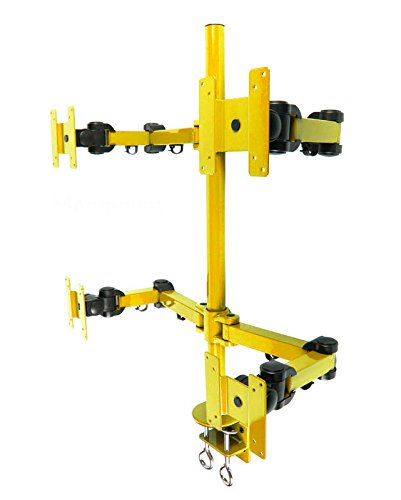 MonMount Quad LCD Monitor Stand Desk Clamp Holds Upto 4 27-Inch LCD Monitors, Yellow (LCD-2020Y)