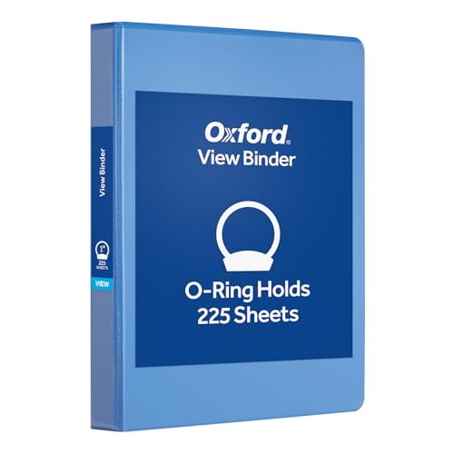 Oxford 1 Inch Binder, Durable 3 Ring 1 Inch with View Cover, XtraLife Hinge, Non-Stick PVC-Free, Blue, 225-Sheet Capacity, Single Binder (1017670)