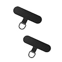 CAIMOREE 2 Pcs Cell Phone Lanyard Patch, Safety Tether Tab for iPhone, Phone Strap Replacement Part for All Full Phone Cases (Black)