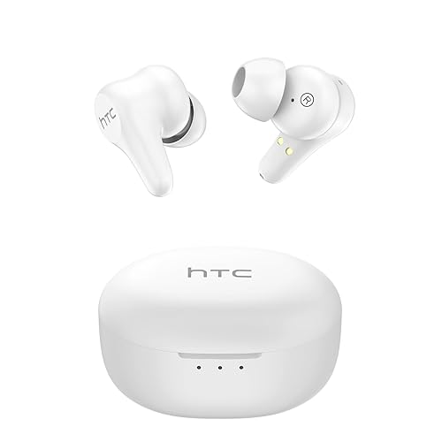 HTC True Wireless Earbuds Plus Active Noise Cancellation, in Ear Headphone Bluetooth 5.3 with USB C Charging Case, 4 Mics ENC Clear Calls, Deep Bass…