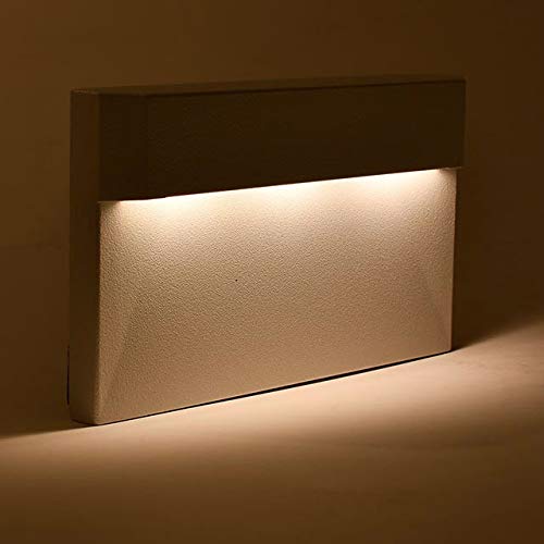 MarsLG Surface Mount Ultra Thin Low Voltage Outdoor Landscape Cast Aluminum LED Deck Light 12V AC/DC 3W (6-Pack), White Finish, 36DK03W-12Vx6