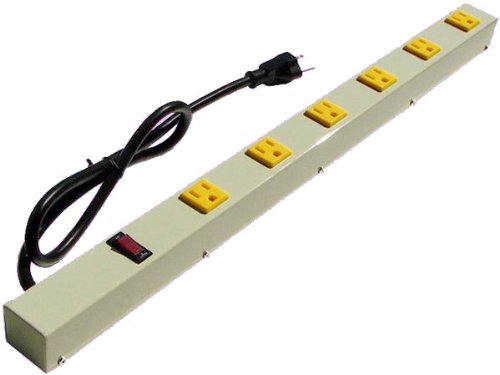 24 inch 6 Outlet Metal Outlet Strip, Beige, 2063AG