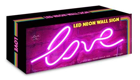 Isaac Jacobs 17.5" x 7" inch LED Neon Pink “Love” Wall Sign For Cool Light, Wall Art, Bedroom Decorations, Home Accessories, Party, Valentines Day
