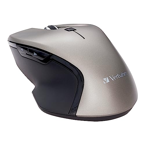 Verbatim USB-C Wireless Blue LED Mouse, 6-Button, Adjustable DPI, Graphite