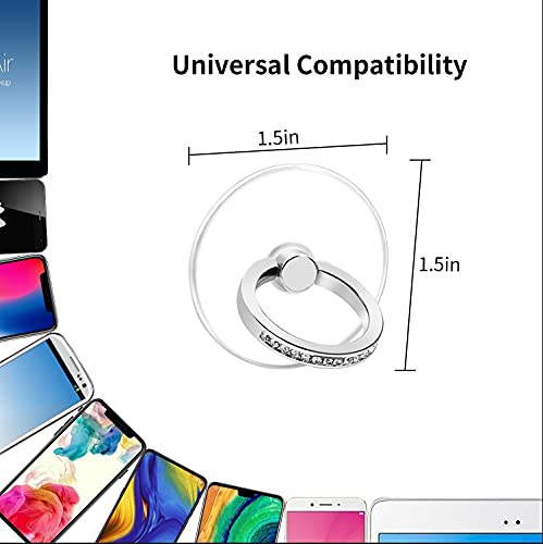 Exoer Transparent Cell Phone Ring Stand Holder Phone Ring Holder Finger Grip Loop Finger Ring Stand (4 Silver (Round))