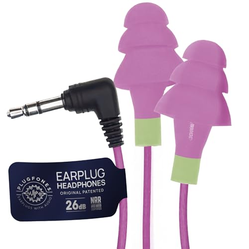 Plugfones Basic Earplug Headphones Earplug-Earbud Hybrid - 26 dB Noise Reduction Rating - Noise Reducing Work Headphones OSHA Compliant Earphones