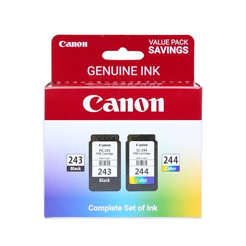 Canon PG-243 / CL-244 Genuine Ink Value Pack (2 Cartridges), Compatible with iP2820, MX492, MG2420/2520/2920/2922/2924/3020/2522/2525