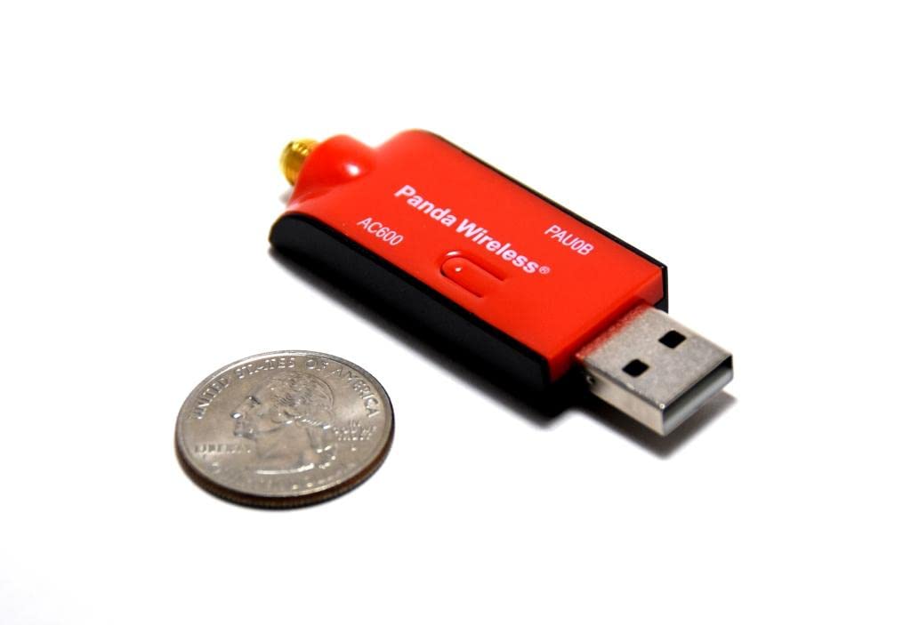Panda Wireless PAU0B AC600 Dual Band (2.4GHz and 5GHz) Wireless N USB Adapter W/High Gain Antenna - Windows 7/8/8.1/10/11, Zorin, Mint, Ubuntu