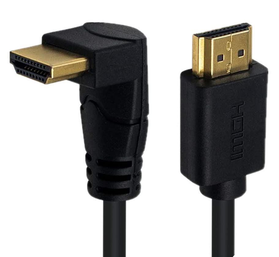 HDMI 2.0 Cable 4K 60HZ, Dafensoy High-Speed HDMI Male to Male 90 Degree Elbow Cable, Support 4K Ultra HD 3D 1080P Ethernet and Audio Return ARC