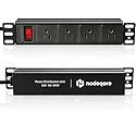 NodeQore 10 inch Rack PDU, 4 Rear Outlets, 1020J Surge Protection &15A Overload Switch, 1U RackMount, Rack Mount Power Strips for 10'' Mini Server