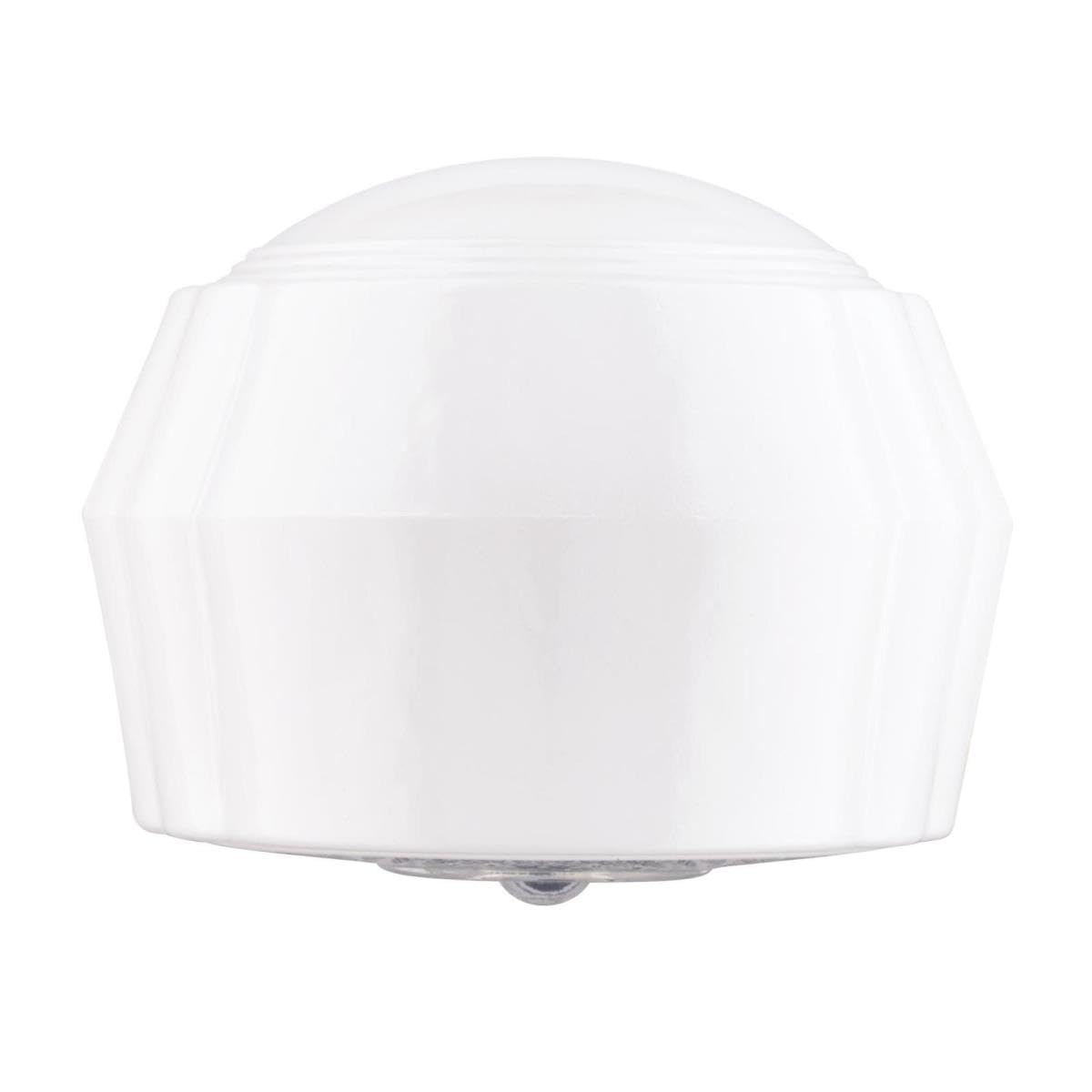 One-Light Classic Wall Fixture with Ground Convenience Outlet and Pull Chain, Chrome Finish Base with White and Crystal Glass
