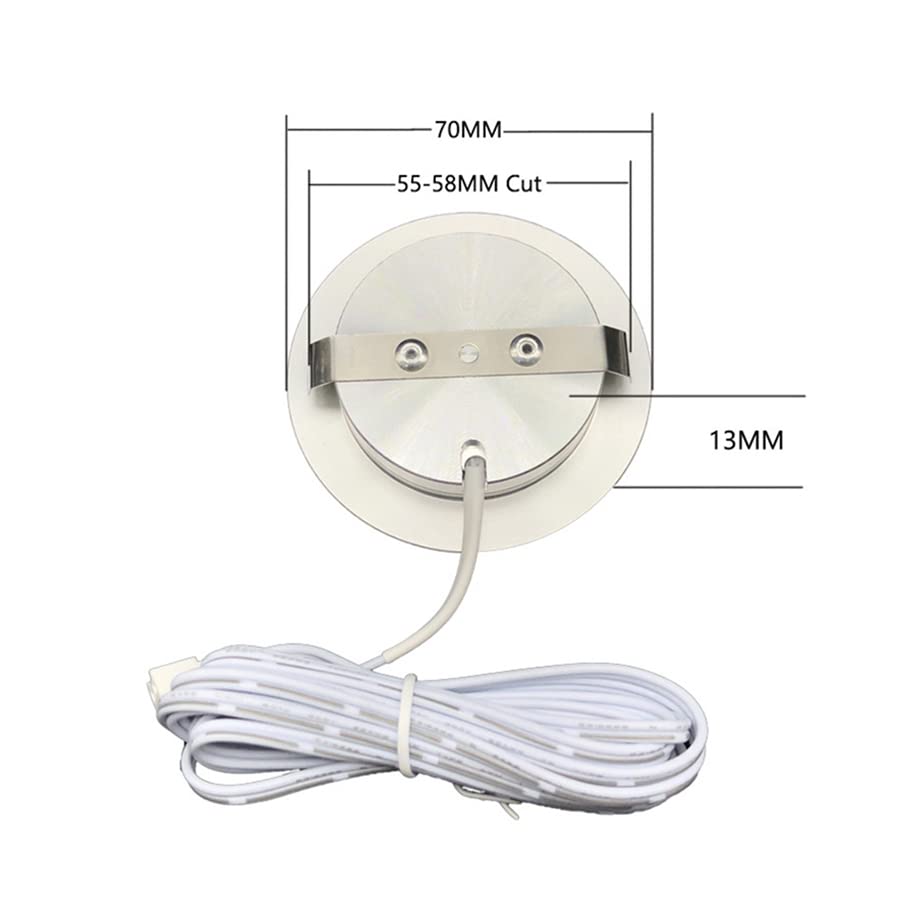 Getwefire Dimmable 2pcs/Lots recessed installtion 3w DC 12v led Puck/Under Cabinet Light. led Spotlight, Pure White or Warm White with 1pcs Connection