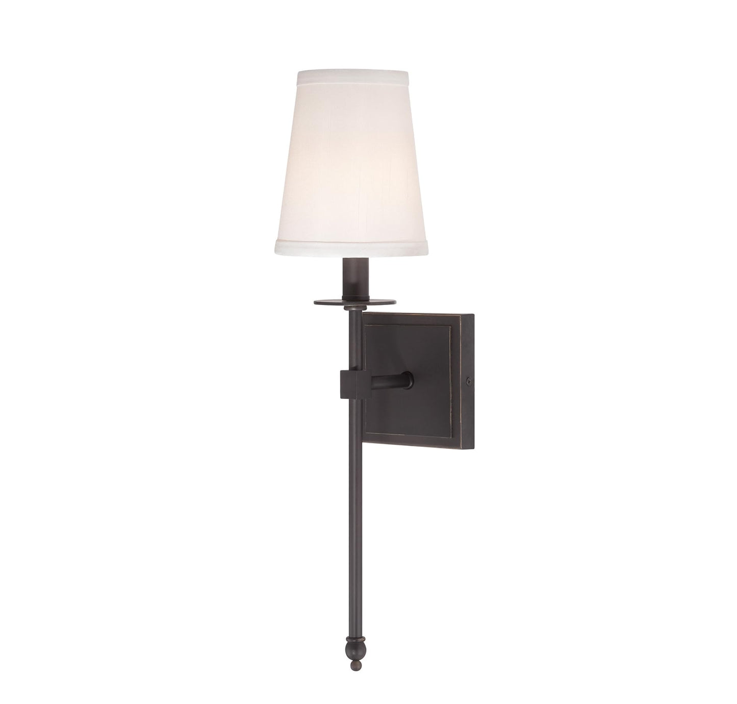 Savoy House 9-302-1-44 Monroe Bohemian Vintage Soft White Fabric Wall Sconce, 1-Light 60 Watt, 20" H x 5" W, Classic Bronze