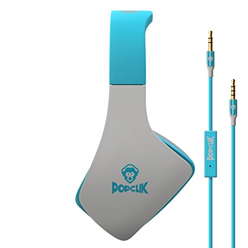 PopClik Jump! Headphones in Light Blue Lightweight Over The Ear 32 Ohms Impedance