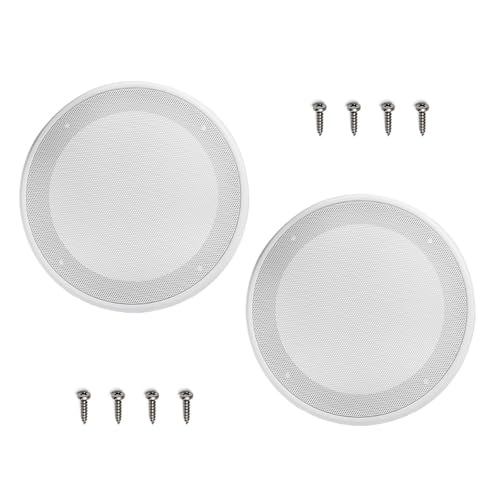 SYCZIOHU 2-Pack 8 Inch Round Ceiling Speaker Grilles White Decorative Mesh Cover with Screws for Home Speaker Protector Decorative Cover