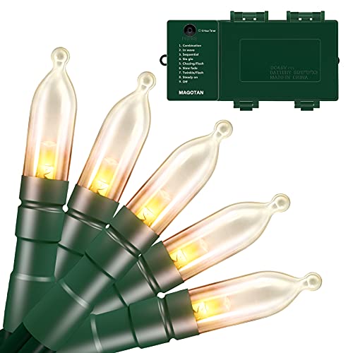 Christmas Lights with Timer - Battery Operated Outdoor String Lights 200 LED 8 Modes Clear Mini Lights Set for Wedding Party Home Garden Wreath