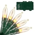 Christmas Lights with Timer - Battery Operated Outdoor String Lights 200 LED 8 Modes Clear Mini Lights Set for Wedding Party Home Garden Wreath