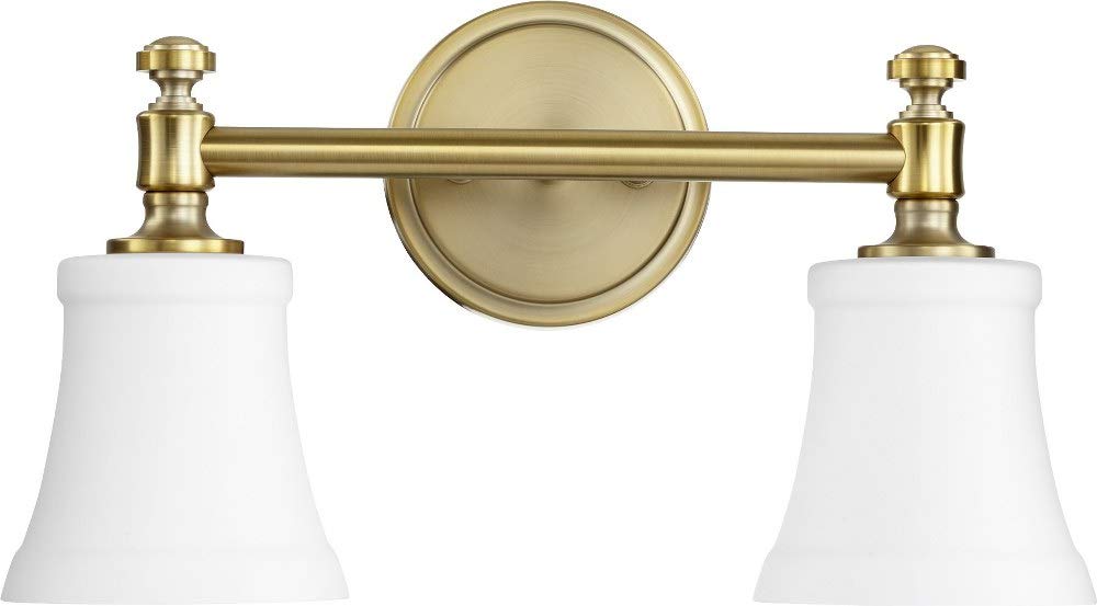Quorum 5122-2-80 Transitional Two Light Vanity from Rossington Collection in Brass - Antique Finish,