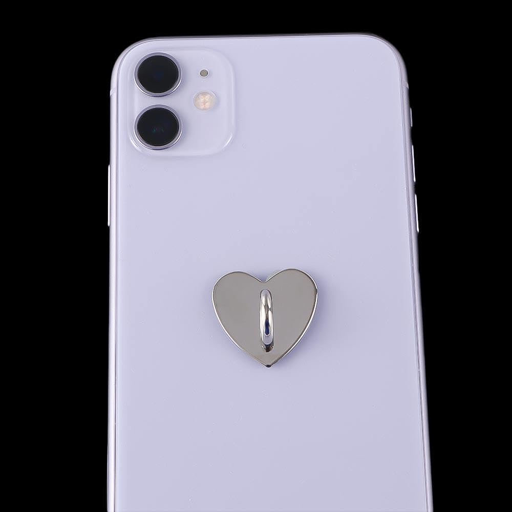 12 Pcs Phone Charm Hook Metal Phone Finger Grip Square Heart Shaped Phone Case Hooks Self-Adhesive Phone Wristband Clasps Hooks