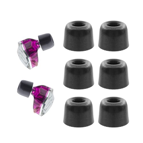 Klowcok Memory Foam Replacement IEM Eartips for KZ ZS10 Pro X ZSN, Ultimate Comfort, Secure Fit, 3 Pairs Black (Large)