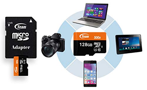 Team 64GB microSDXC UHS-I/U1 Class 10 Memory Card with Adapter, Speed Up to 80MB/s (TUSDX64GUHS03)