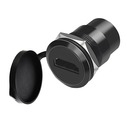 YiKaiEn HDMI Panel Mount Adapter 4K@60Hz - Female-to-Female Threaded Connector, with Anti-Loosening Gasket and Waterproof Cover, Ideal for Car