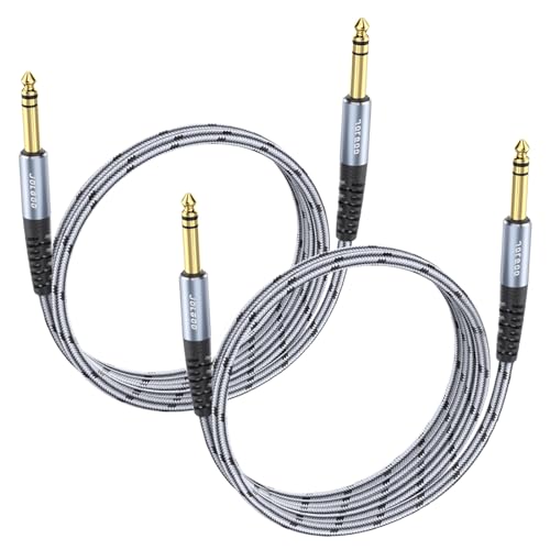 JOLGOO 1/4 Inch TRS Instrument Cable 3.3 FT 2-Pack, Quarter inch Audio Cable, 6.35 Balanced Interconnect Line for Electric Guitar, Bass, Keyboard…