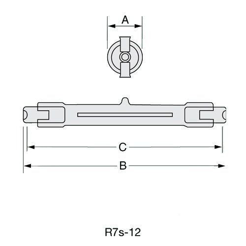 USHIO 1000299 BASE R7S-12, BULB FINISH CLEAR, BURN POSITION H4, COLOR TEMP 3200, EJG, FILAMENT C-8, HALOGEN LIGHT BULB, JP120V-750WC, LIFE 400