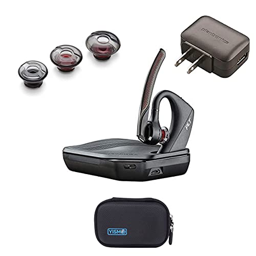 Plantronics 206110-01 (Poly) 5200-UC Bluetooth Headset Bundle. Includes Headset, Charging case, Wall Plug, earpieces and Yismo Water-Resistant Carry…