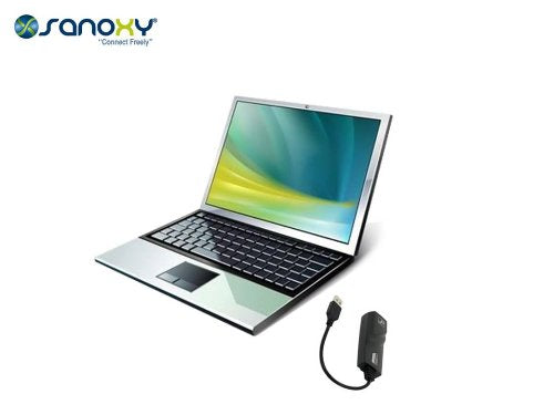 SANOXY® Compact Black USB 2.0 to Gigabit Ethernet NIC Network Adapter - Network Adapter - Hi-Speed USB - Ethernet, Fast Ethernet, Gigabit Ethernet