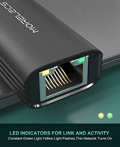 USB C to Ethernet Adapter, Morelecs USB C to Gigabit Ethernet LAN Network Adapter Ethernet to USB C Compatible with MacBook Pro/Air, Dell XPS,Surface
