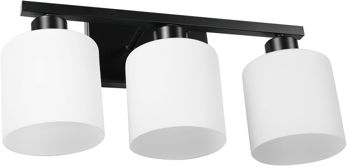 Capaaobc 3-Light Bathroom Vanity Light Fixture Over Mirror, Matte Black Bathroom Light Fixtures, Wall Sconces Lighting for Bedroom, Kitchen, Hallway