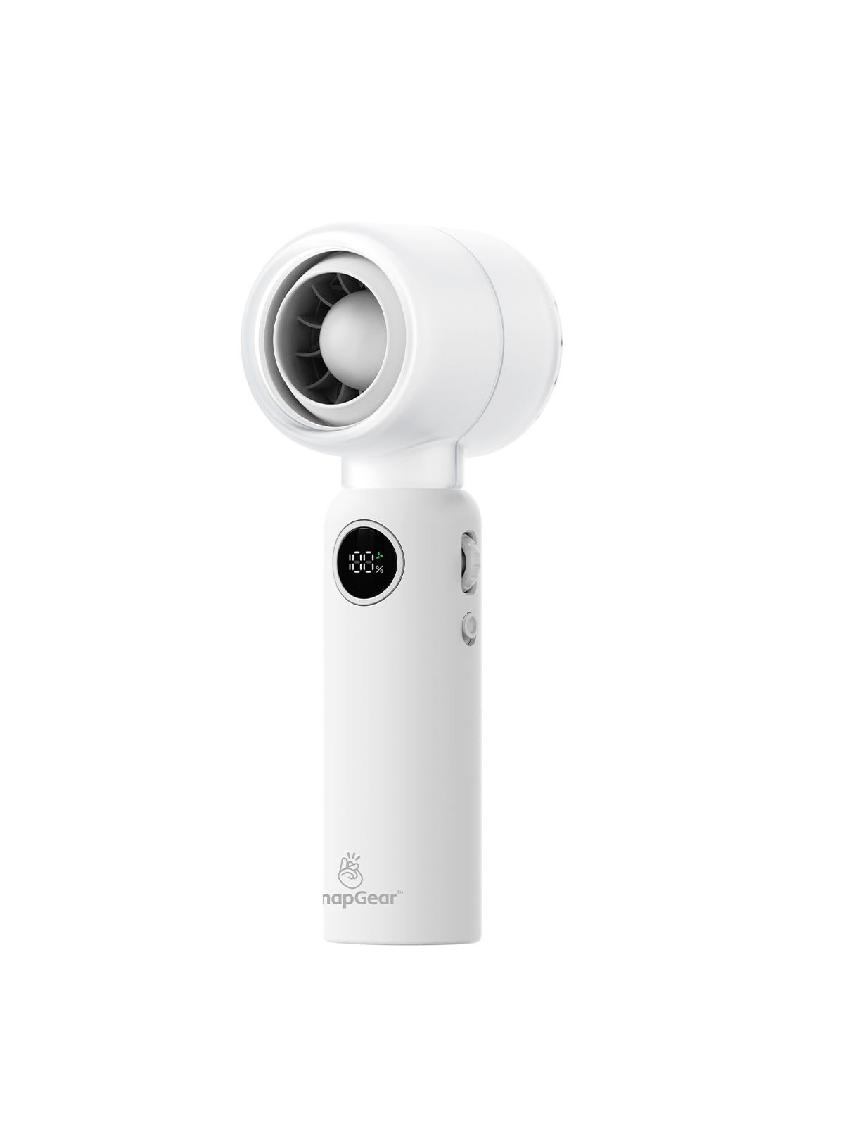 SnapGear Hush2 Handheld Fan 1-100 Stepless Speed Control, 14000 RPM Turbo Motor, 19H Runtime, 3000mAh USB-C, LED Display, 61.5dB Ultra-Quiet, 6.56oz