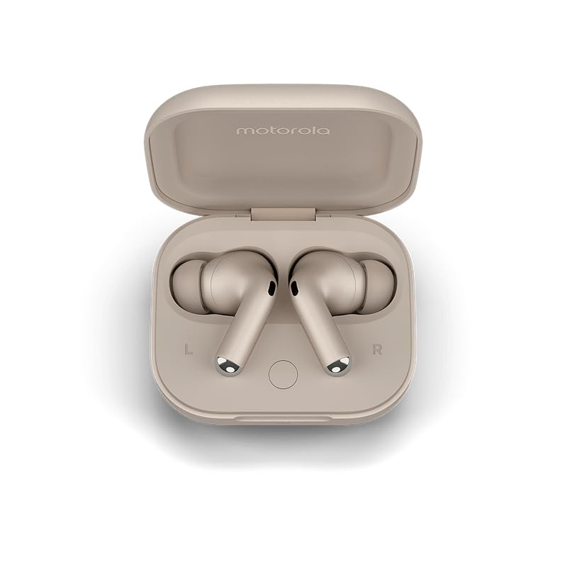 Motorola Moto Buds+ Hi-Res Audio, Dynamic ANC, Dual Drivers, up to 38 Hours of Playtime, Water-Repellent Design - (Gray)