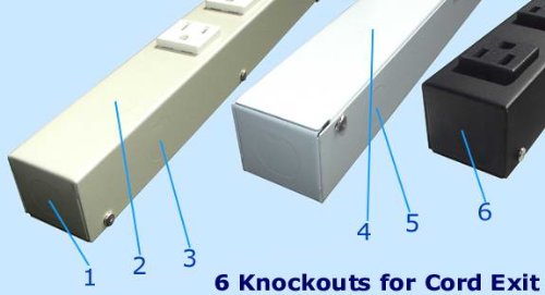 24” Hardwired Power Strip (NO Power Cord), 6 (NEMA 5-20R) Vertical Outlets (NOT Tamper Resistant), with Ears (with mounting tabs on Both Ends), 20
