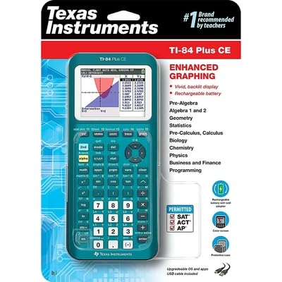 Texas Instruments TI-84 Plus CE Color Graphing Calculator, Teal (Metallic)