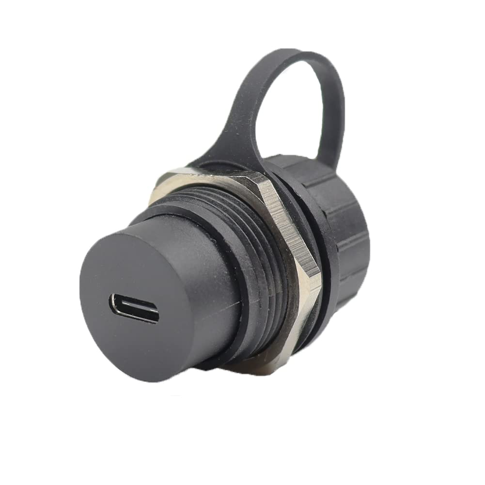 ANMBEST 5PCS USB 3.1 Type C Panel Mounting Waterproof Connector, IP67 24 Pins Female to Female PA6BG33 Housing Double Head Adapter