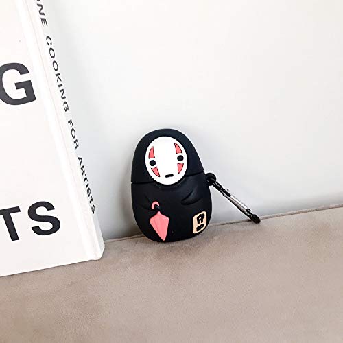 BONTOUJOUR Case Compatible with AirPods 1/2, Super Cute Creative Sitting Faceless Man No Face Man Holding Umbrella Design Case, Soft Silicone Earphone