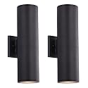 Cerdeco 15" Black Modern Outdoor Wall Light 2 Pack,Cylinder Up Down Aluminum Exterior Wall Sconce for House Porch Garage Patio Doorway Entryway,ETL