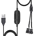 Delinx 8W DC 12V PC Cooling Fan Speed Control,USB to Dual 3-Pin 4-Pin Fan Power Adapter Cable,DC 5V Step up 5-12V Adjustable,with 2-Way Splitter Cable