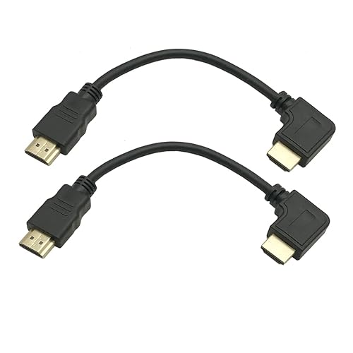 jasavdio 8K HDMI 2.1 Cable Right Angled;MMNNE 2Pack 8Inch Short 90 Degree HDMI Cable 2.1 HDMI Male to Male Right Angle 48Gpbs,8K@60hz 4K@120hz 144Hz