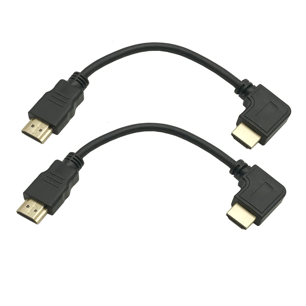 jasavdio 8K HDMI 2.1 Cable Right Angled;MMNNE 2Pack 8Inch Short 90 Degree HDMI Cable 2.1 HDMI Male to Male Right Angle 48Gpbs,8K@60hz 4K@120hz 144Hz