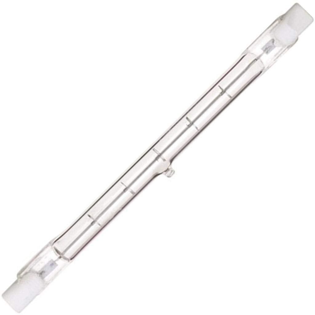 Satco S2228 500 Watt 9500 Lumens T3 Halogen Double Ended R7S Base 130 Volt Clear 118mm Rough Service Light Bulb, Dimmable