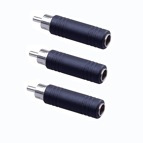 rgzhihuifz 6.35mm to RCA Adapter RCA Male Plug to 6.35mm 1/4 Inch Mono Female Audio Mic Plug Adapter Jack Converterr (3 Pack)