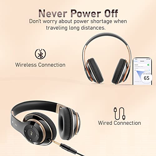 Falebare Bluetooth Headphones Over Ear, 6S Wireless Headphones Wired with 6 EQ Modes, 40 Hours Playtime Foldable HiFi Stereo Headset with Microphone…