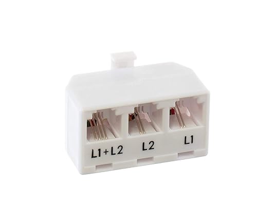 THE CIMPLE CO 2-Line Phone Splitter for Landline - 3-Way Telephone Splitter (1, 2, and Twin Lines) with RJ11 Keystone Jack - Landline Phone Divider