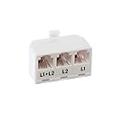 THE CIMPLE CO 2-Line Phone Splitter for Landline - 3-Way Telephone Splitter (1, 2, and Twin Lines) with RJ11 Keystone Jack - Landline Phone Divider