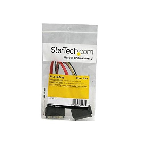 StarTech.com 12in 22 Pin SATA Power and Data Extension Cable - 1ft SATA Data Power Extension - 12 inch SATA Extension (SATA22PEXT), Red