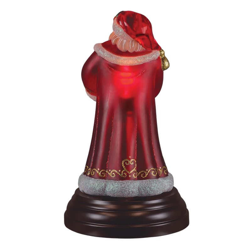 Old World Christmas World Peace Santa Lighted Figurine, Christmas Decoration with Glitter, Festive Light Up Tabletop Holiday Display